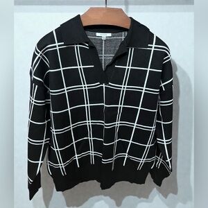 Black and White Checkered Women’s Sweater - Large